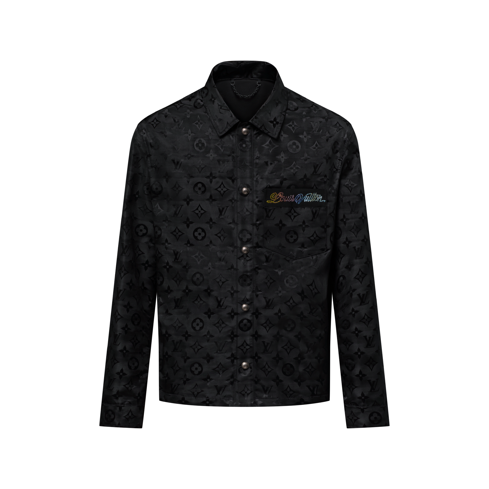 Camisa Oversized em Seda com Jacquard Monogram Moiré - Ready-to